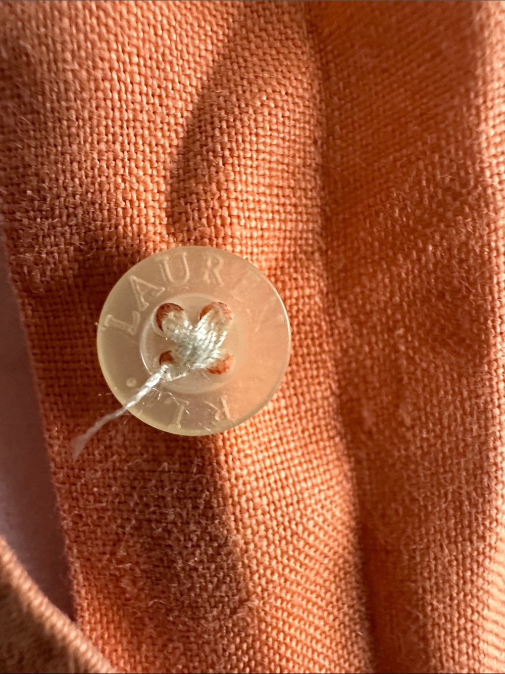 Lauren Ralph Lauren Orange Linen Button-Down Shirt - Picture 8 of 9